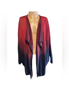 Notations Women's Open
Cardigan Red Black Ombré
Metallic Sparkly Size 2X